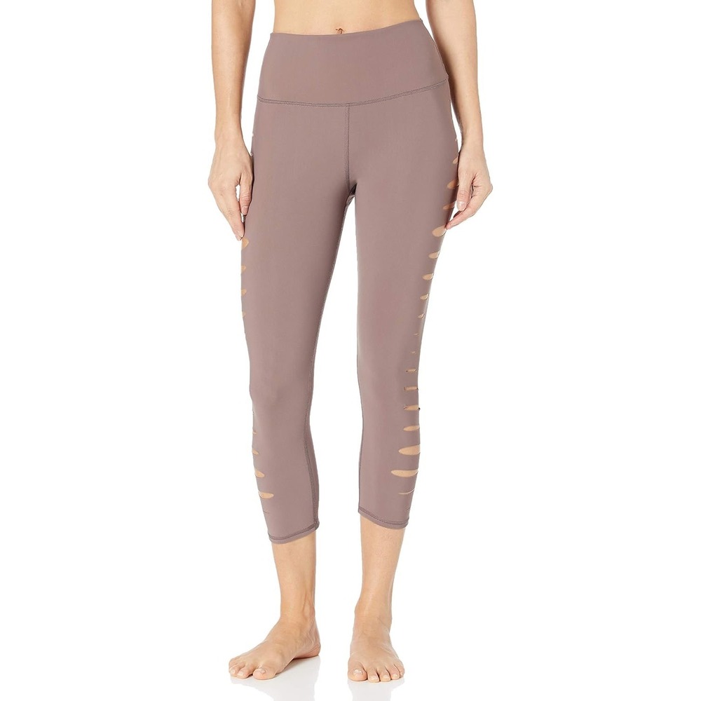 Alo Yoga High-Waist Warrior Leggings Mauve Purple Slashed Cutout Cropped‎ XS